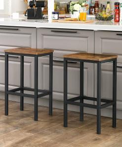 Alternative view of Set of 2 Bar Stools Kitchen Chairs Industrial