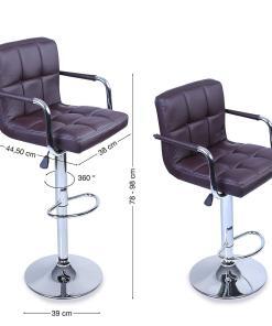 Alternative view of Set Of 2 Bar Stools Set Height Adjustable