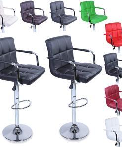 Set Of 2 Bar Stools Set Height Adjustable